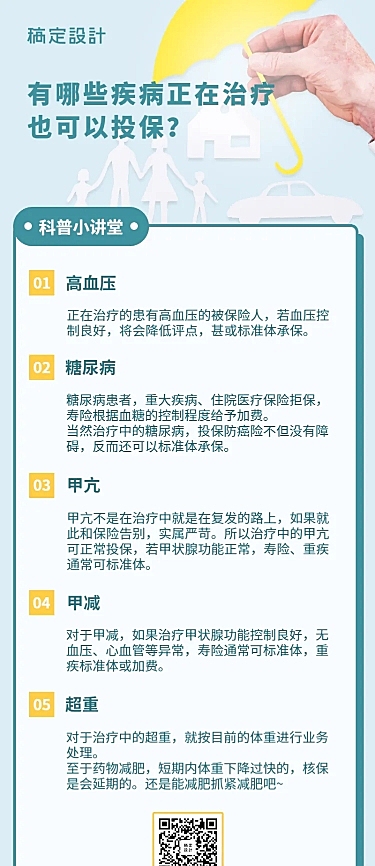 金融保险保险理念有疾病也可以投保长图海报