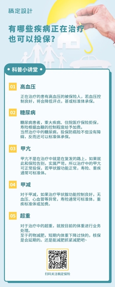 金融保险保险理念有疾病也可以投保长图海报