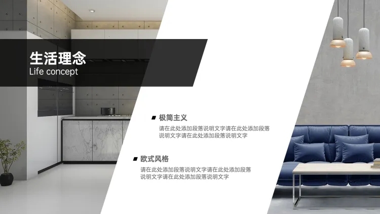 并列关系2项PPT图文页预览效果