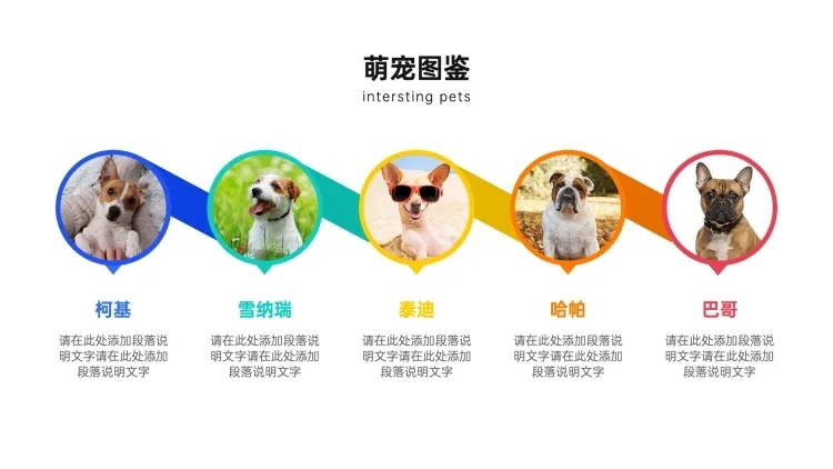 并列关系5项PPT图文页预览效果