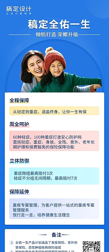 金融保险产品营销简约保险产品长图海报