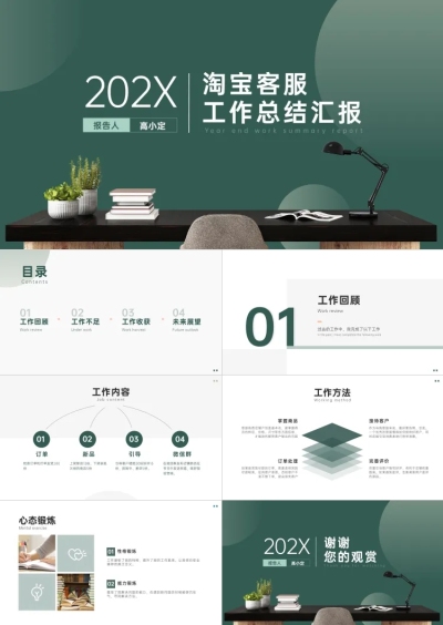 简约风客服通用总结PPT