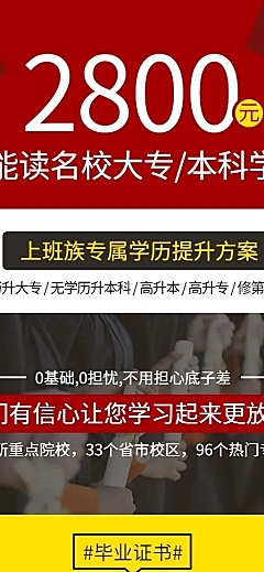 成人学历/专升本招生/长图海报