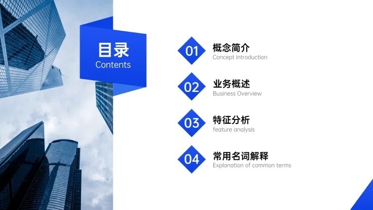 通用金融地产商务PPT目录页预览效果