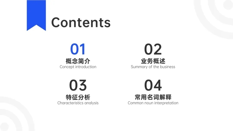通用金融银行产品介绍PPT目录页预览效果