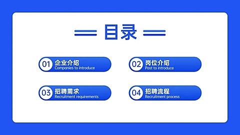 商务企业招聘PPT目录页