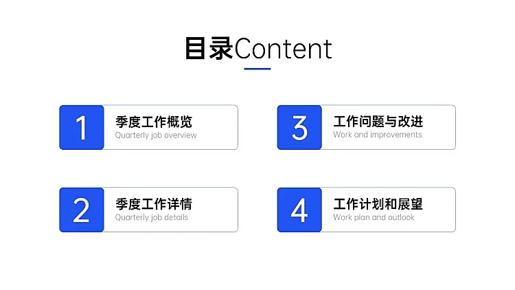 极简商务工作总结计划PPT目录页