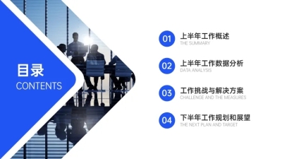 商务销售工作总结PPT目录页