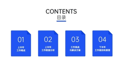 商务销售工作总结PPT目录页