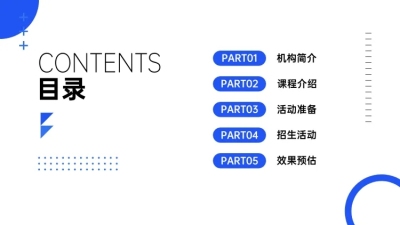 商务招生策划PPT目录页