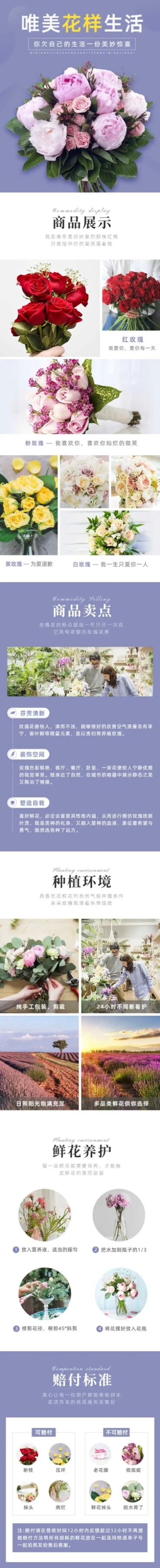 清新简约鲜花详情页预览效果