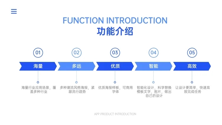 流程5项PPT内容页预览效果