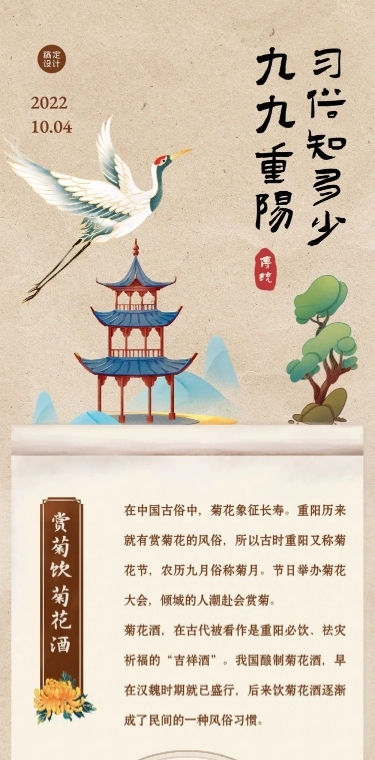 重阳节习俗科普中国风文章长图