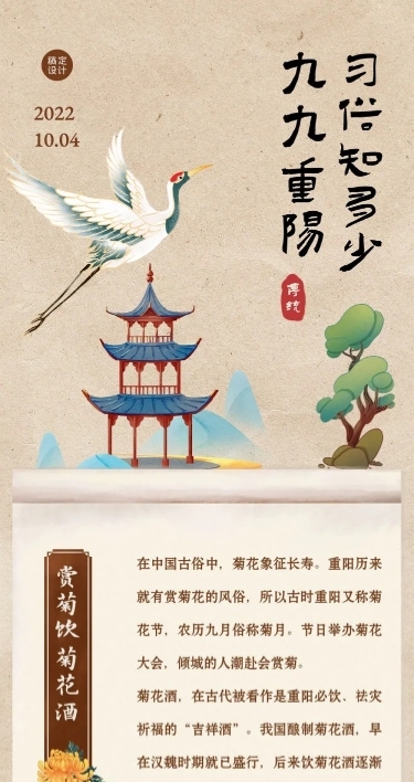 重阳节习俗科普中国风文章长图