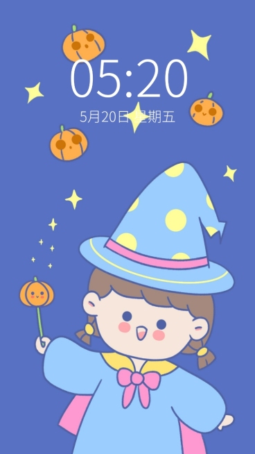 万圣节小女巫卡通可爱手机壁纸预览效果