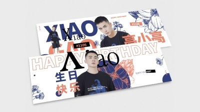 简约时尚生日生贺横版手幅明星应援
