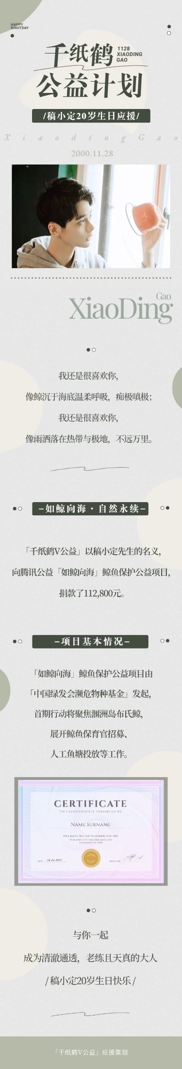 简约生日公益活动公告长图明星应援