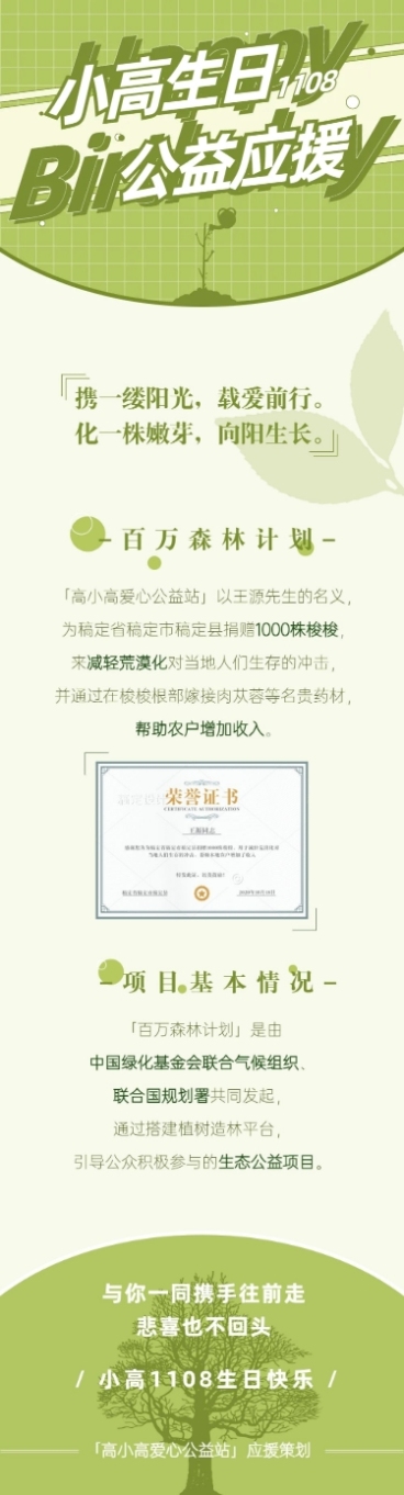 简约生日公益活动公告长图明星应援预览效果