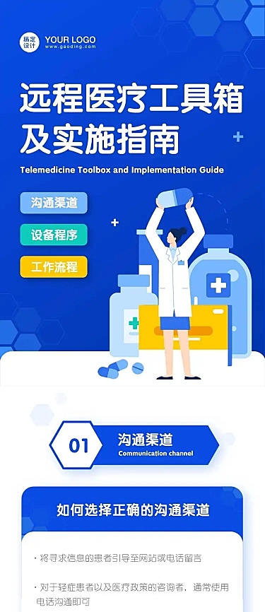 医疗科技插画风宣传页工具产品长图