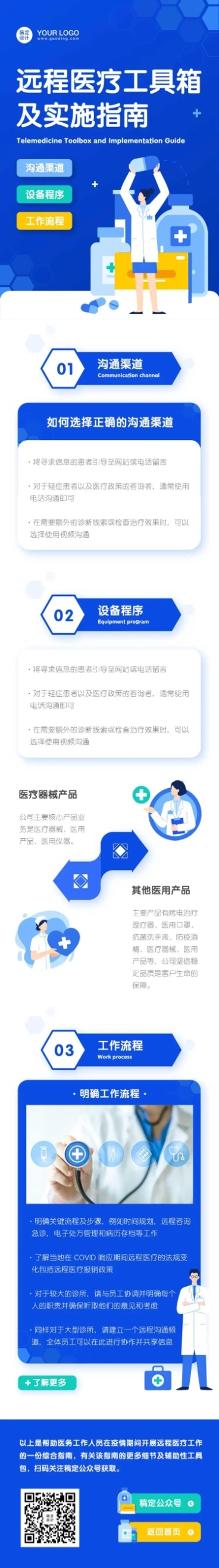 医疗科技插画风宣传页工具产品长图预览效果