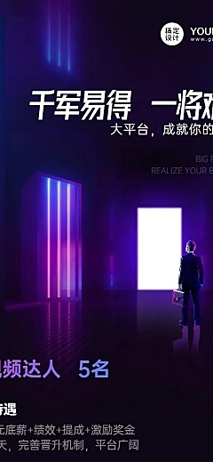 短视频达人招聘长图海报