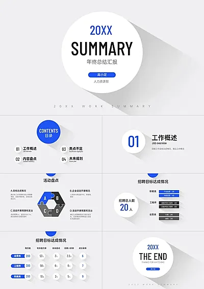 极简商务年终总结汇报PPT