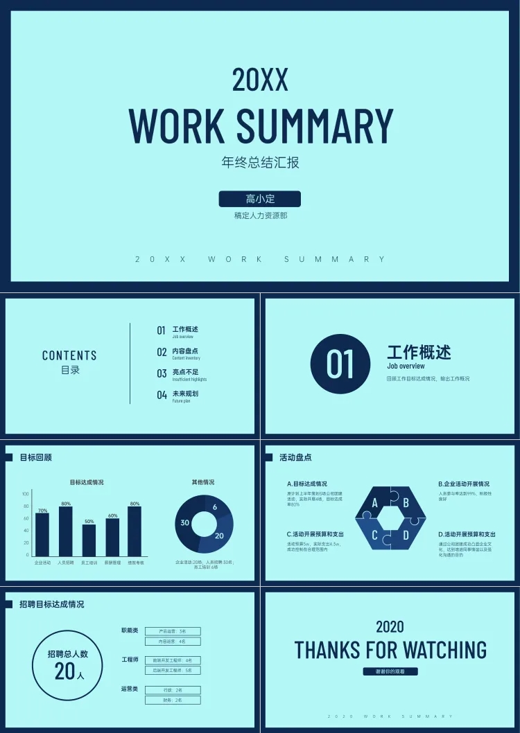 点击进入编辑 极简清新商务总结汇报PPT预览效果