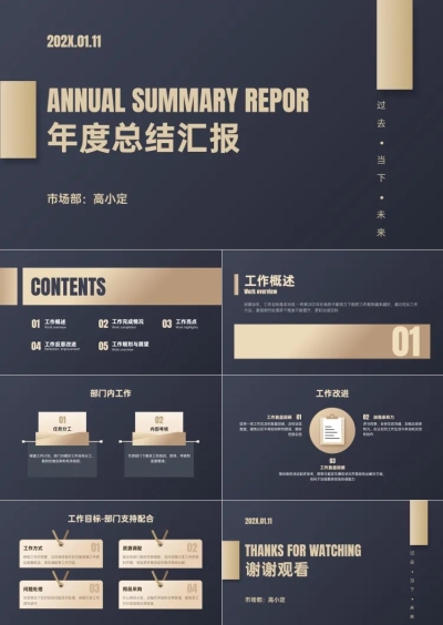 黑金极简年终总结汇报PPT
