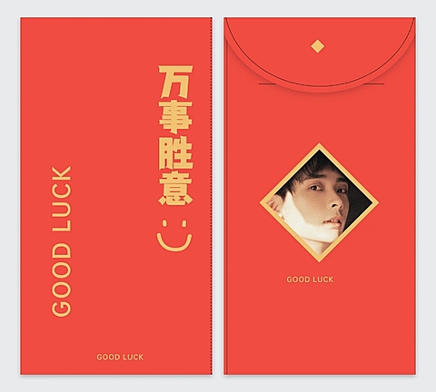 新年春节喜庆饭制红包明星应援