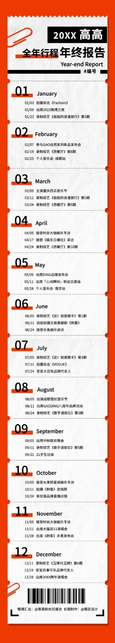 创意小票年终总结长图明星应援预览效果