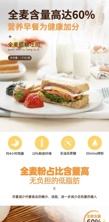 食品蛋糕甜品面包吐司详情页