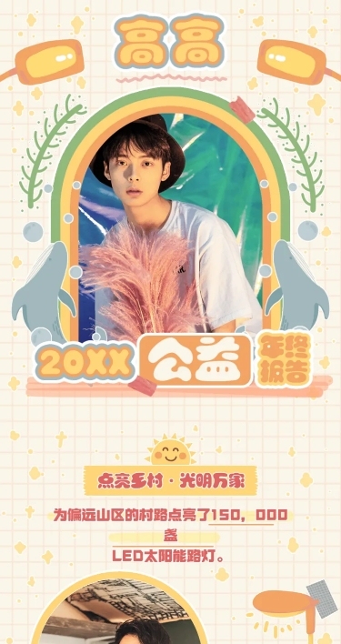 公益活动年终总结公告长图明星应援