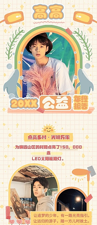 公益活动年终总结公告长图明星应援