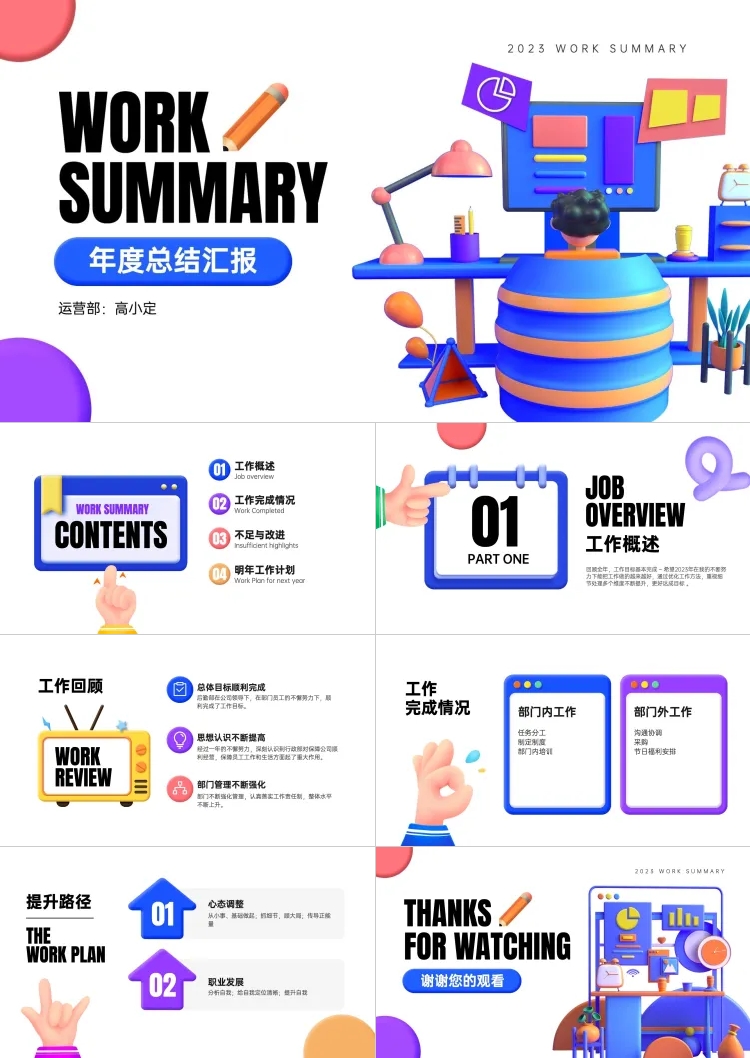 点击进入编辑 3D创意年度工作总结汇报PPT预览效果