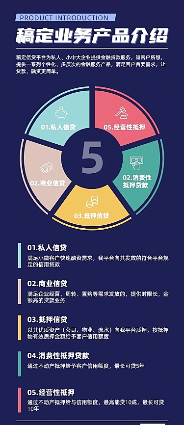 业务介绍简约图表长图海报