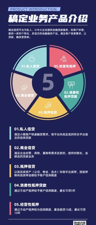 业务介绍简约图表长图海报