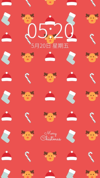 圣诞节简约插画手机壁纸
