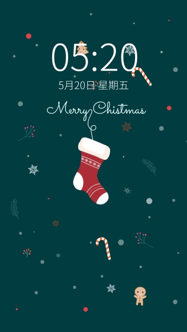 圣诞节简约插画手机壁纸预览效果