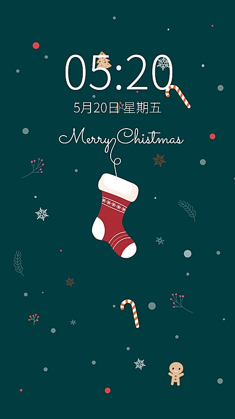 圣诞节简约插画手机壁纸