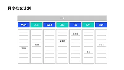 月度推文甘特图多项PPT图文页