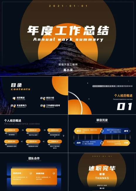 科技风年度工作总结PPT预览效果
