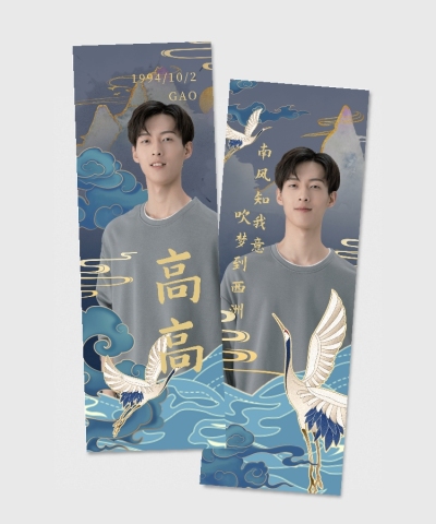 国潮风明星宣传竖版手幅娱乐应援