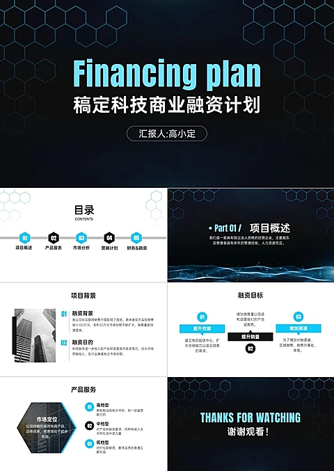科技商业融资计划书PPT