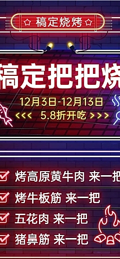 餐饮烧烤把把烧促销长图海报
