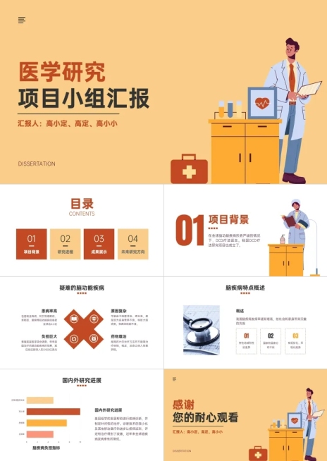 医疗项目课题汇报PPT预览效果