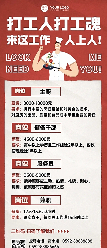 餐饮中式人才招聘长图