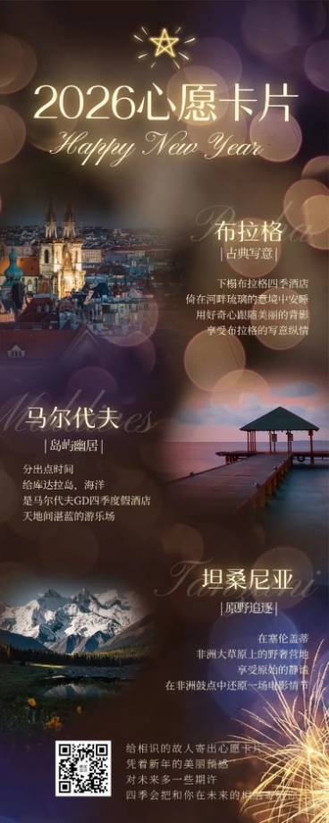 新年愿望境外旅游宣传营销长图海报预览效果