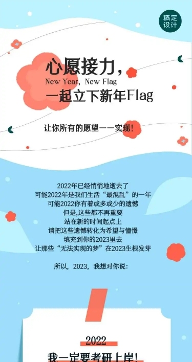 H5长页文艺新年计划愿望卡片回顾接力语录