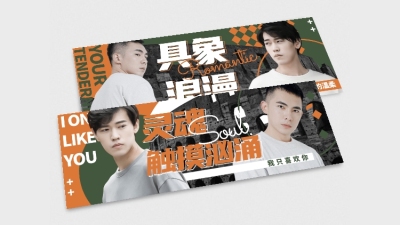 时尚复古双人CP横版明星应援手幅