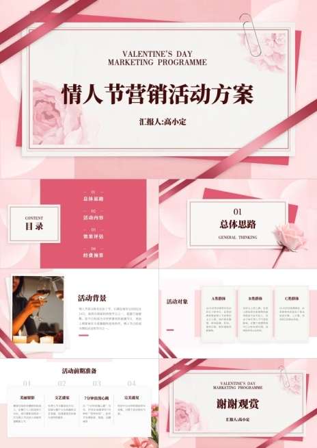 情人节营销推广方案PPT预览效果